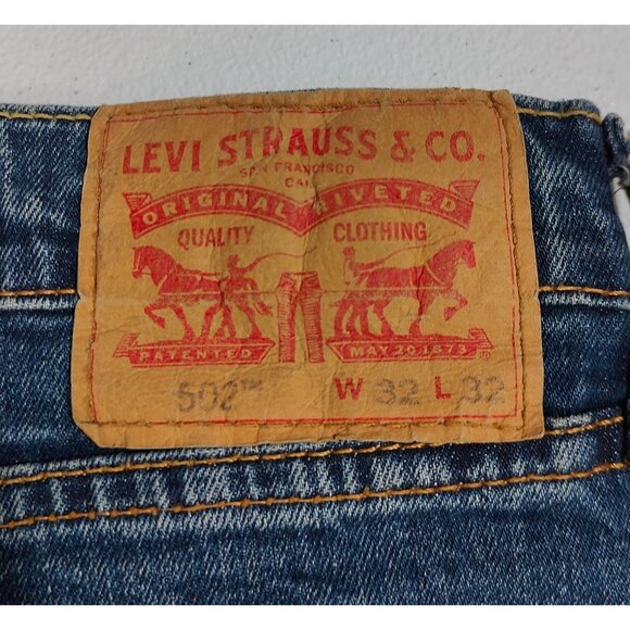 Levis Mens 502 Taper Fit Jeans W32 L32 Medium Wash Denim - Picture 3 of 5